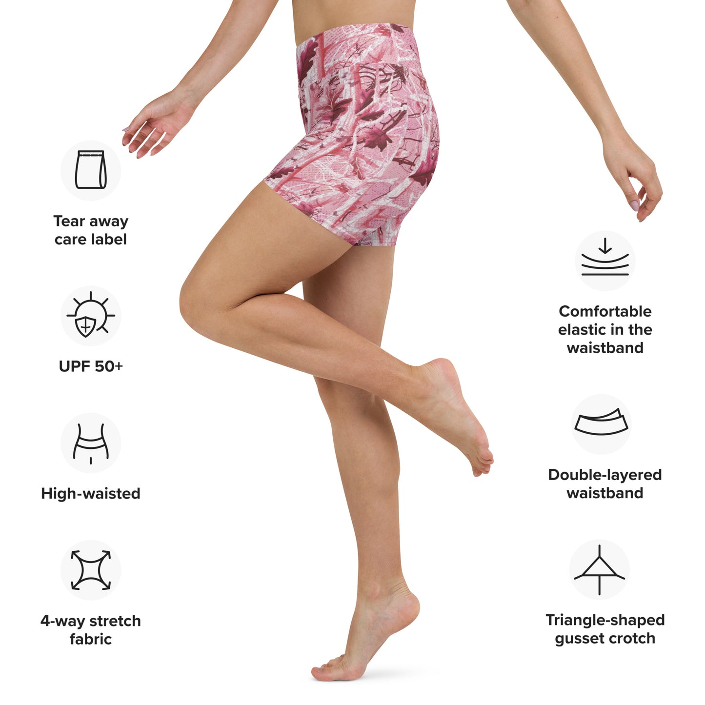 Yoga Shorts "Tango Pink Real Tree"
