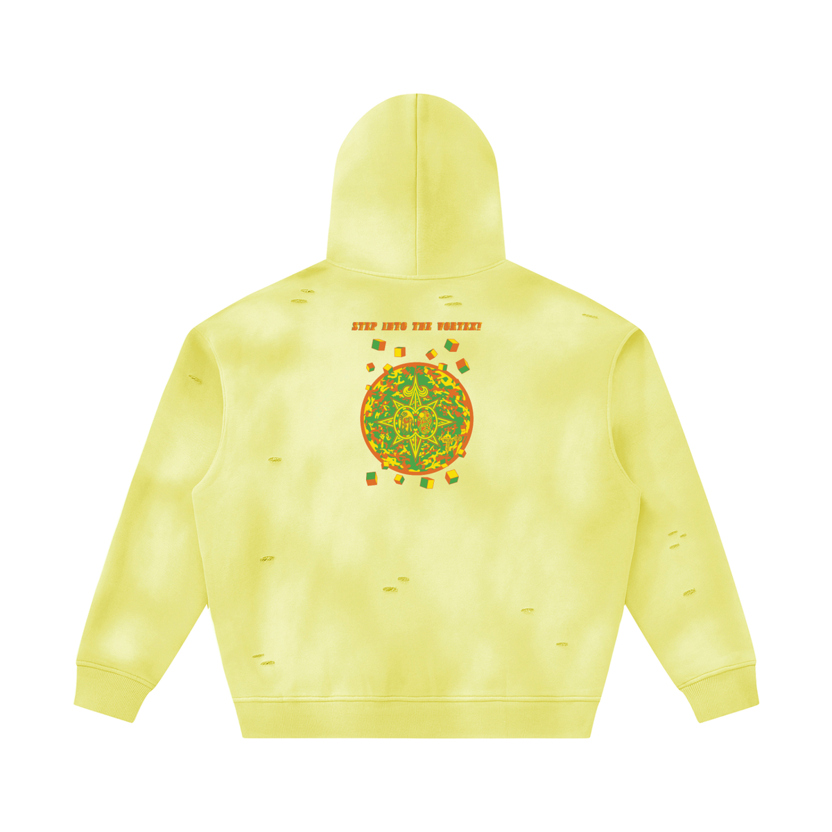 Unisex Sunfade Frayed Fleece Hoodie