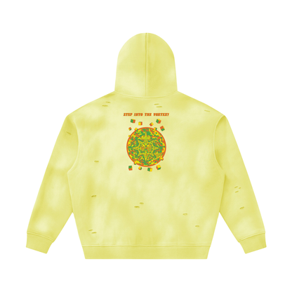 Unisex Sunfade Frayed Fleece Hoodie