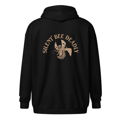Unisex heavy blend zip hoodie "Silent Bee Deadly" Desert Rat Edition