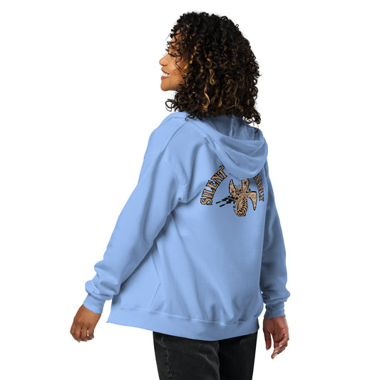 Unisex heavy blend zip hoodie "Silent Bee Deadly" Desert Rat Edition