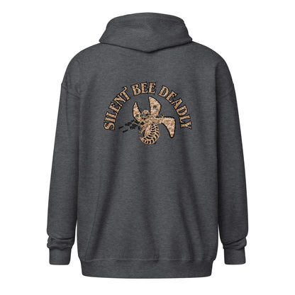 Unisex heavy blend zip hoodie "Silent Bee Deadly" Desert Rat Edition