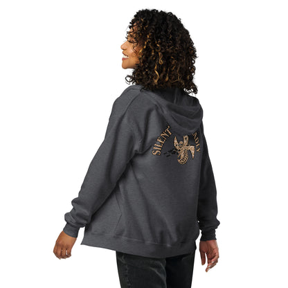 Unisex heavy blend zip hoodie "Silent Bee Deadly" Desert Rat Edition