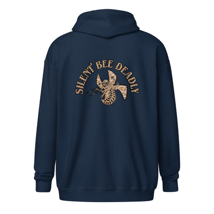 Unisex heavy blend zip hoodie "Silent Bee Deadly" Desert Rat Edition