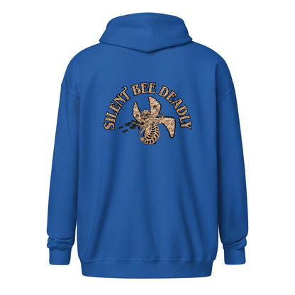 Unisex heavy blend zip hoodie "Silent Bee Deadly" Desert Rat Edition