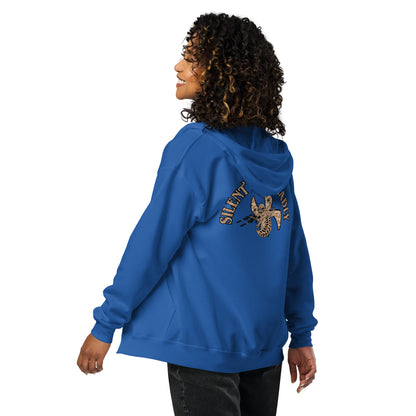Unisex heavy blend zip hoodie "Silent Bee Deadly" Desert Rat Edition