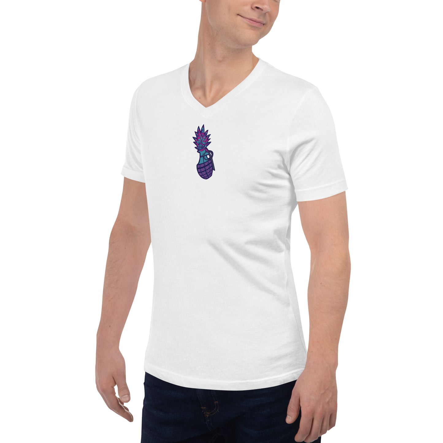 Bella Canvas Unisex Short Sleeve V-Neck T-Shirt "Digi The Pineapple Grenade Vortex" Digital Magic Edition