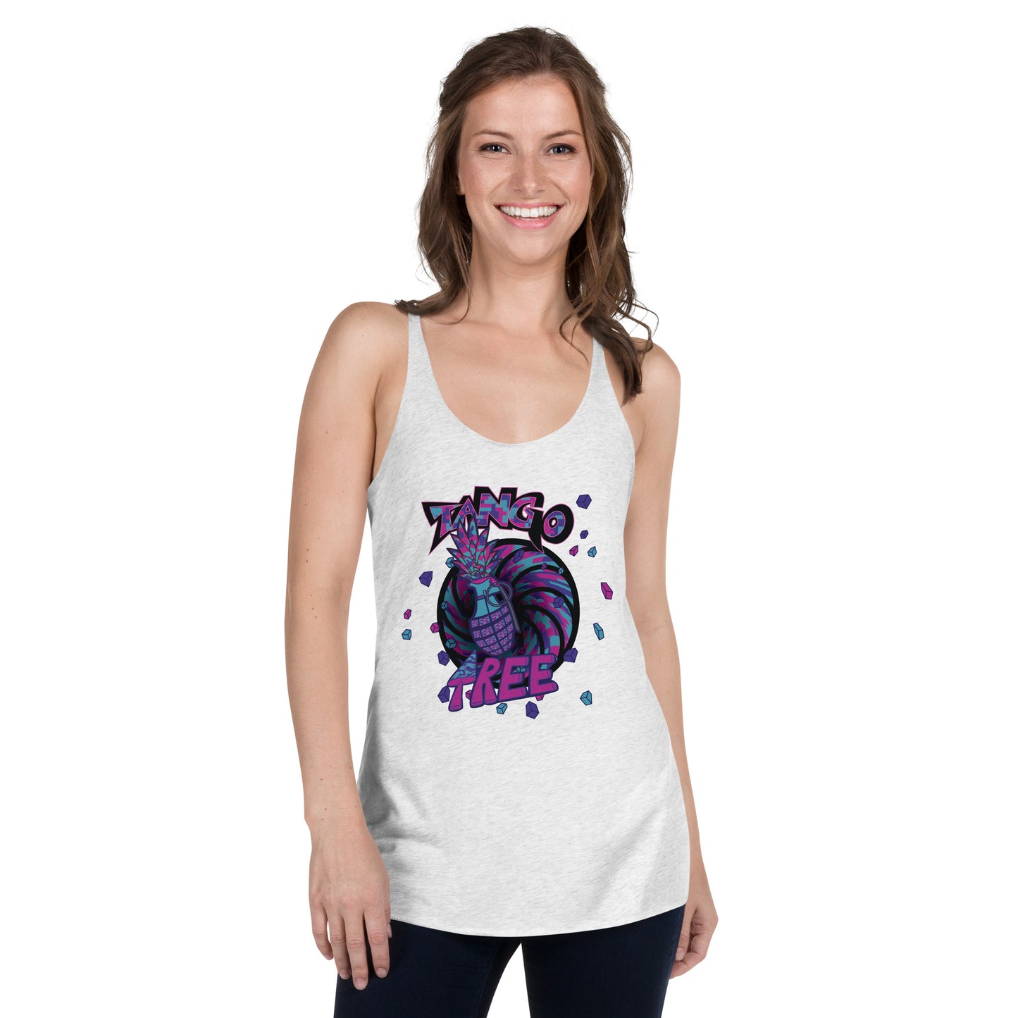 Next level Women's Racerback Tank "Digi The Pineapple Grenade Vortex" Digital Magic Edition