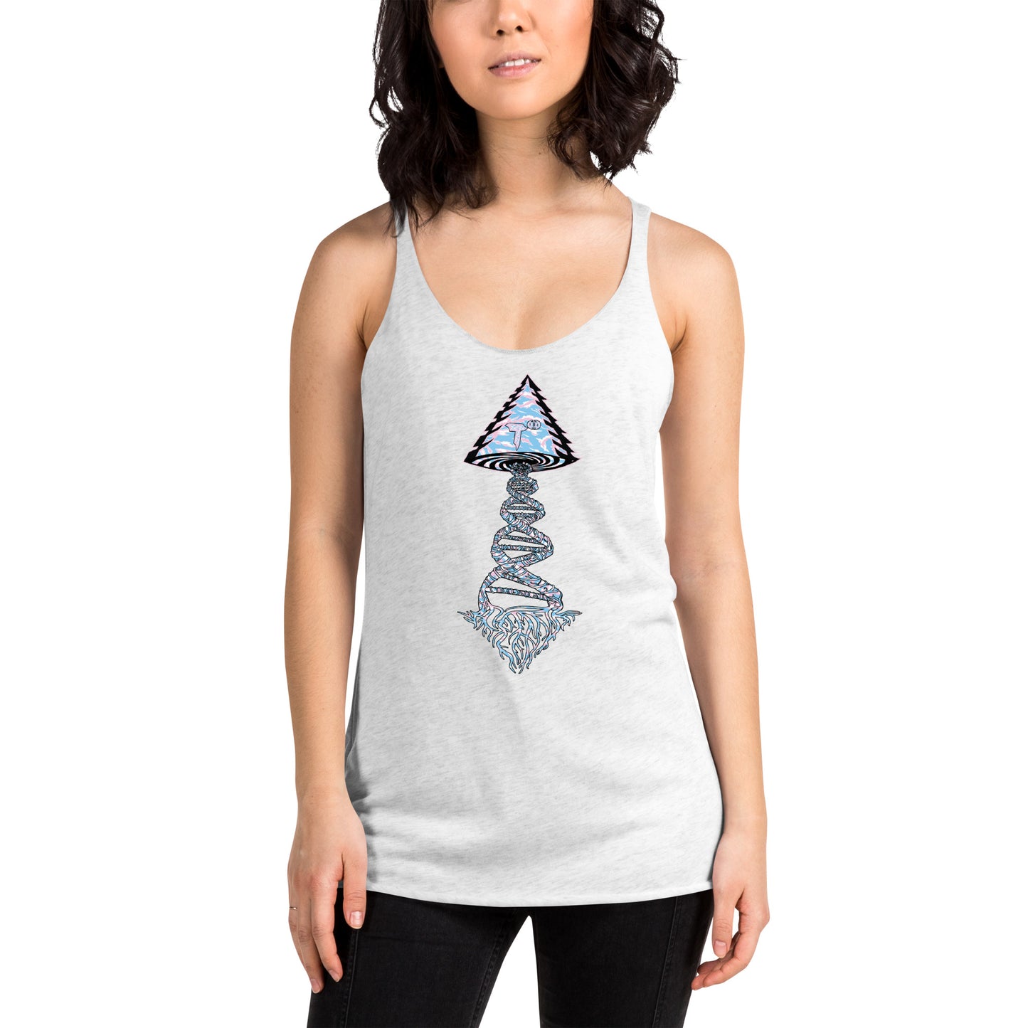 Next Level Women's Racerback Tank "DNA TREE VORTEX" Tiger Stripe Elegant Edition