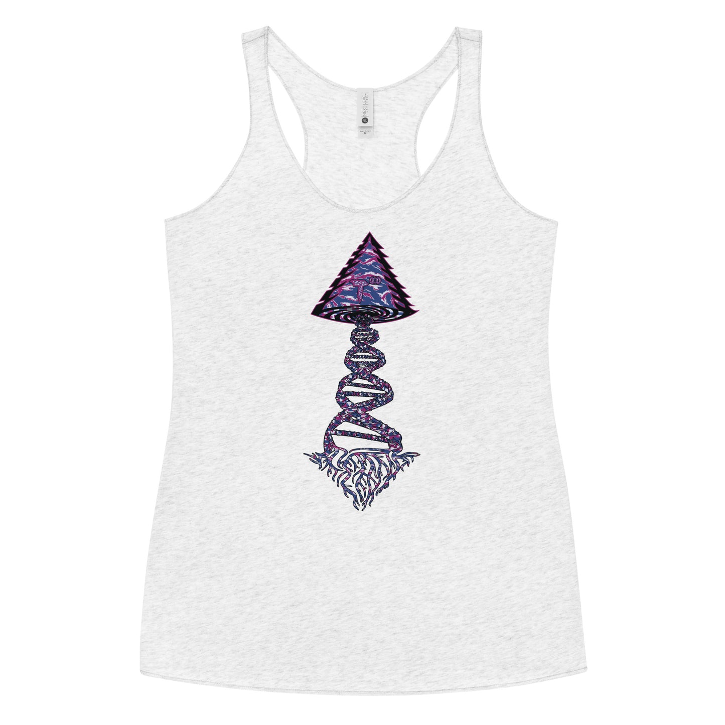 Next Level Women's Racerback Tank "DNA TREE VORTEX" Tiger Stripe Blurple Edition