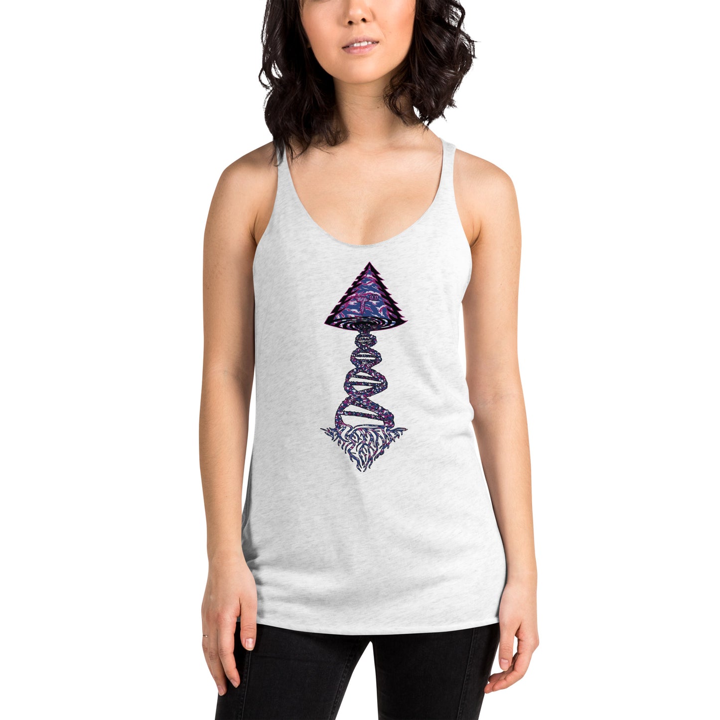 Next Level Women's Racerback Tank "DNA TREE VORTEX" Tiger Stripe Blurple Edition