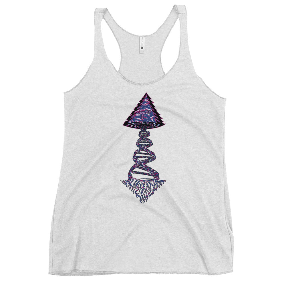 Next Level Women's Racerback Tank "DNA TREE VORTEX" Tiger Stripe Blurple Edition