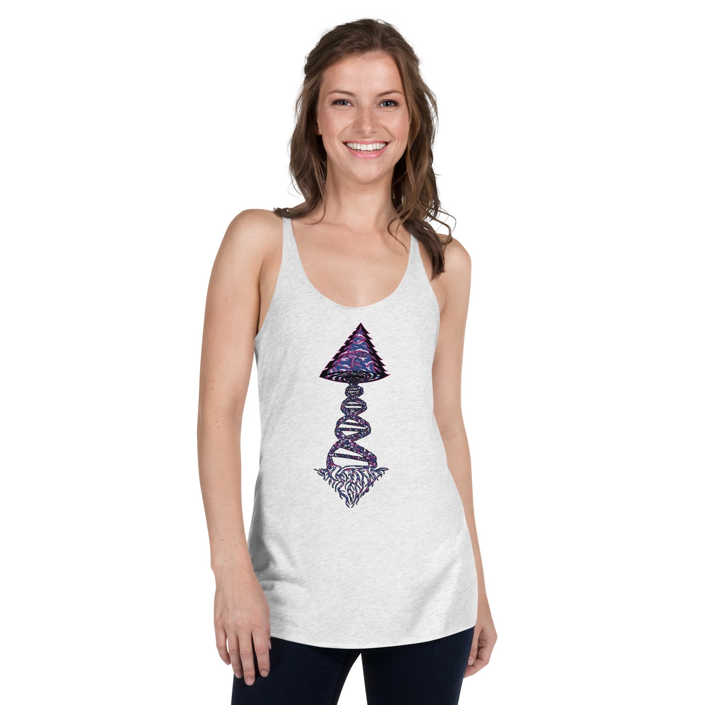 Next Level Women's Racerback Tank "DNA TREE VORTEX" Tiger Stripe Blurple Edition