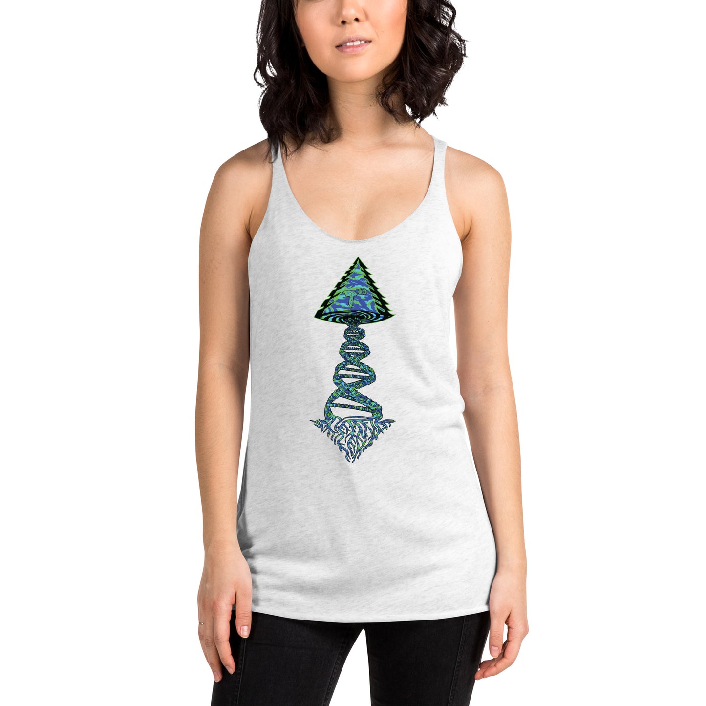 Next Level Women's Racerback Tank "DNA TREE VORTEX" Tiger Stripe Wildin' Edition