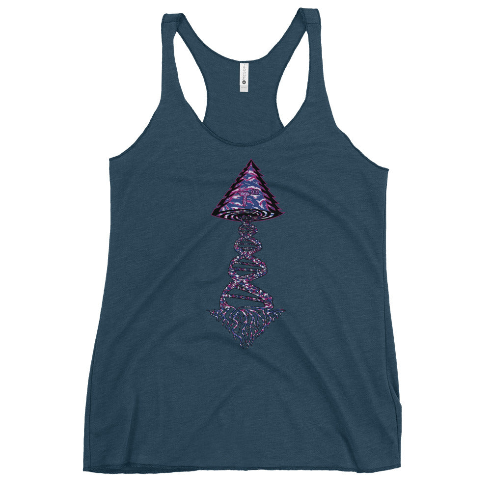 Next Level Women's Racerback Tank "DNA TREE VORTEX" Tiger Stripe Blurple Edition