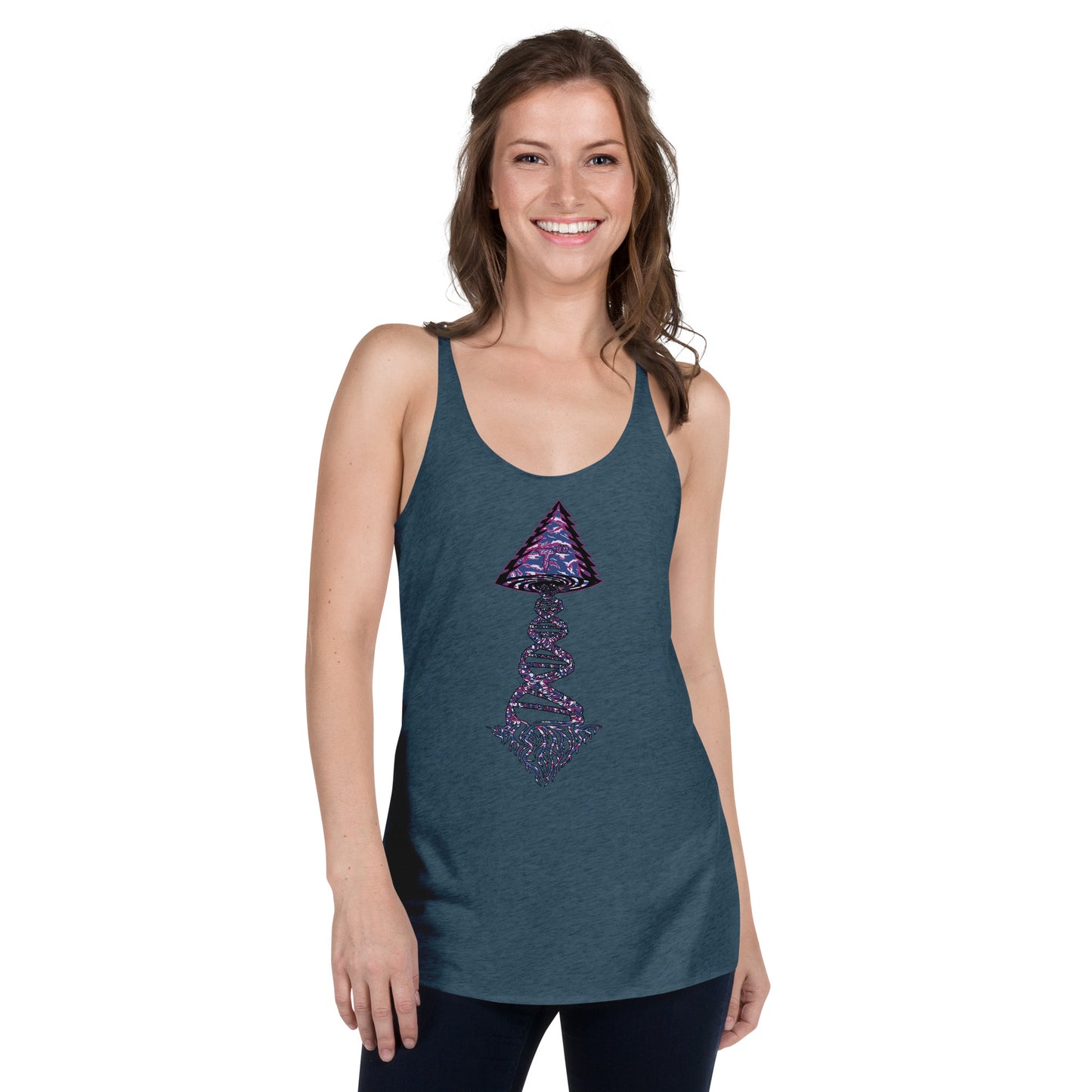 Next Level Women's Racerback Tank "DNA TREE VORTEX" Tiger Stripe Blurple Edition