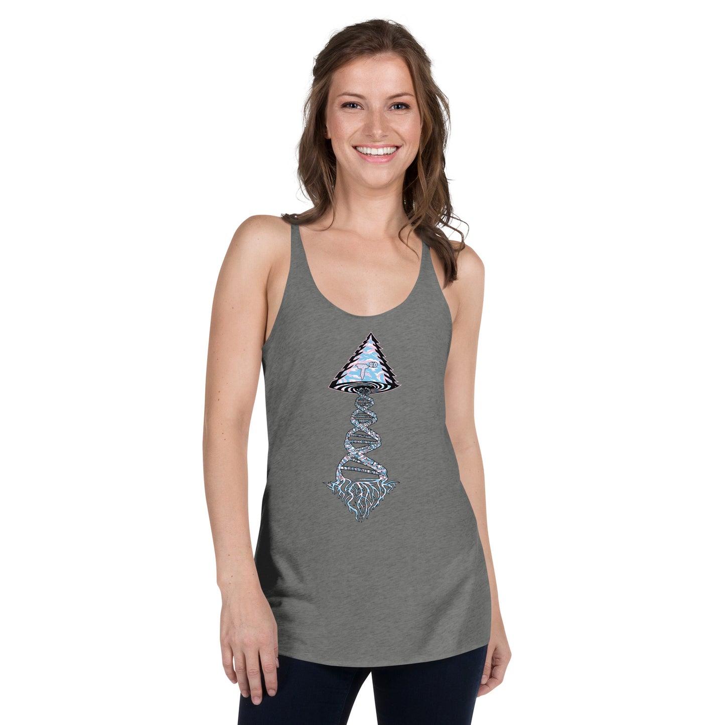 Next Level Women's Racerback Tank "DNA TREE VORTEX" Tiger Stripe Elegant Edition