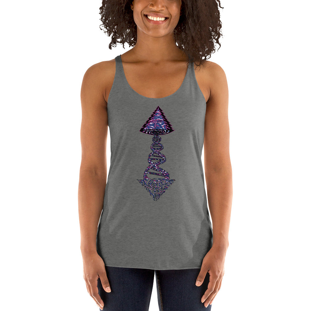 Next Level Women's Racerback Tank "DNA TREE VORTEX" Tiger Stripe Blurple Edition