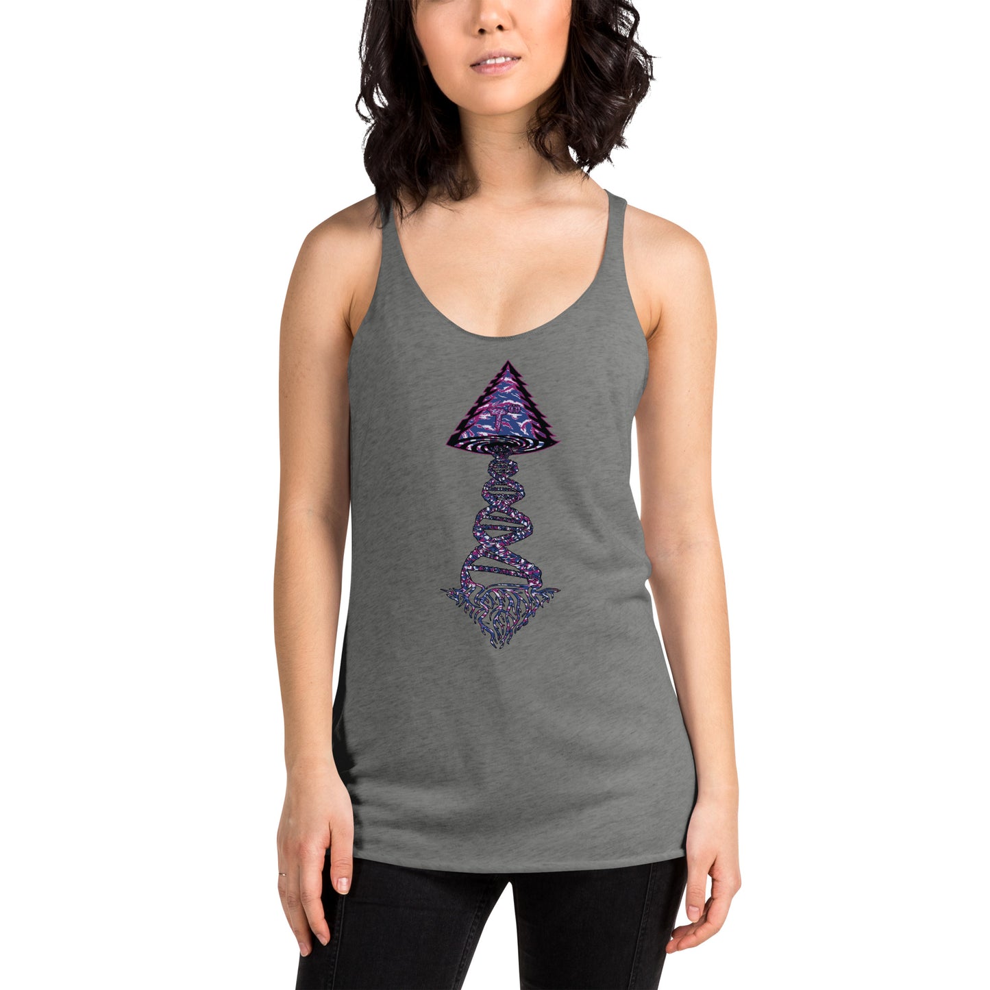 Next Level Women's Racerback Tank "DNA TREE VORTEX" Tiger Stripe Blurple Edition