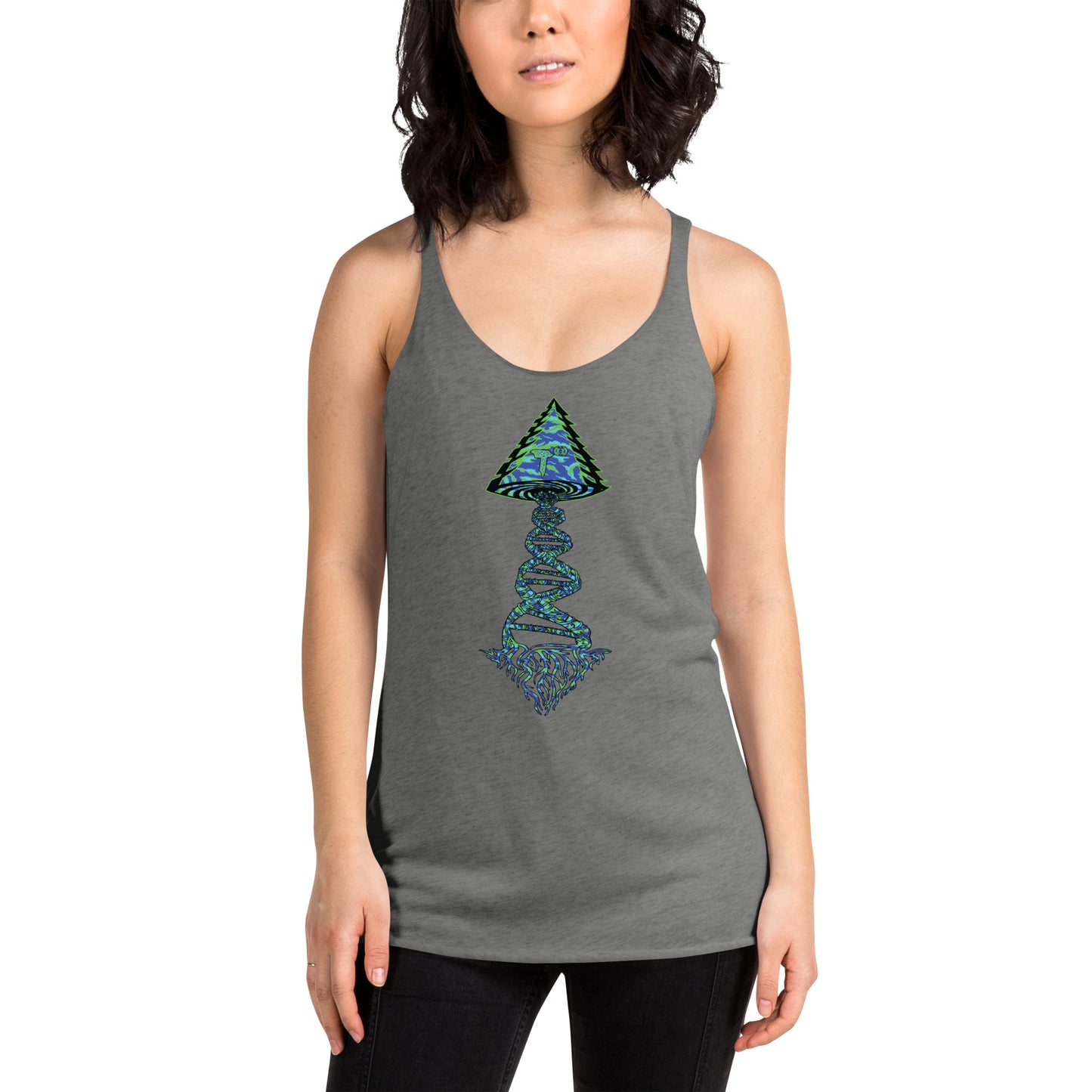 Next Level Women's Racerback Tank "DNA TREE VORTEX" Tiger Stripe Wildin' Edition