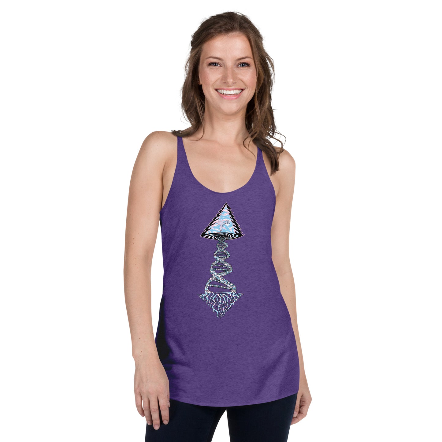 Next Level Women's Racerback Tank "DNA TREE VORTEX" Tiger Stripe Elegant Edition