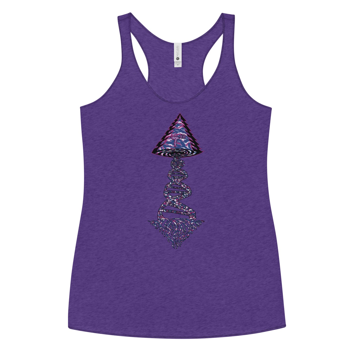 Next Level Women's Racerback Tank "DNA TREE VORTEX" Tiger Stripe Blurple Edition