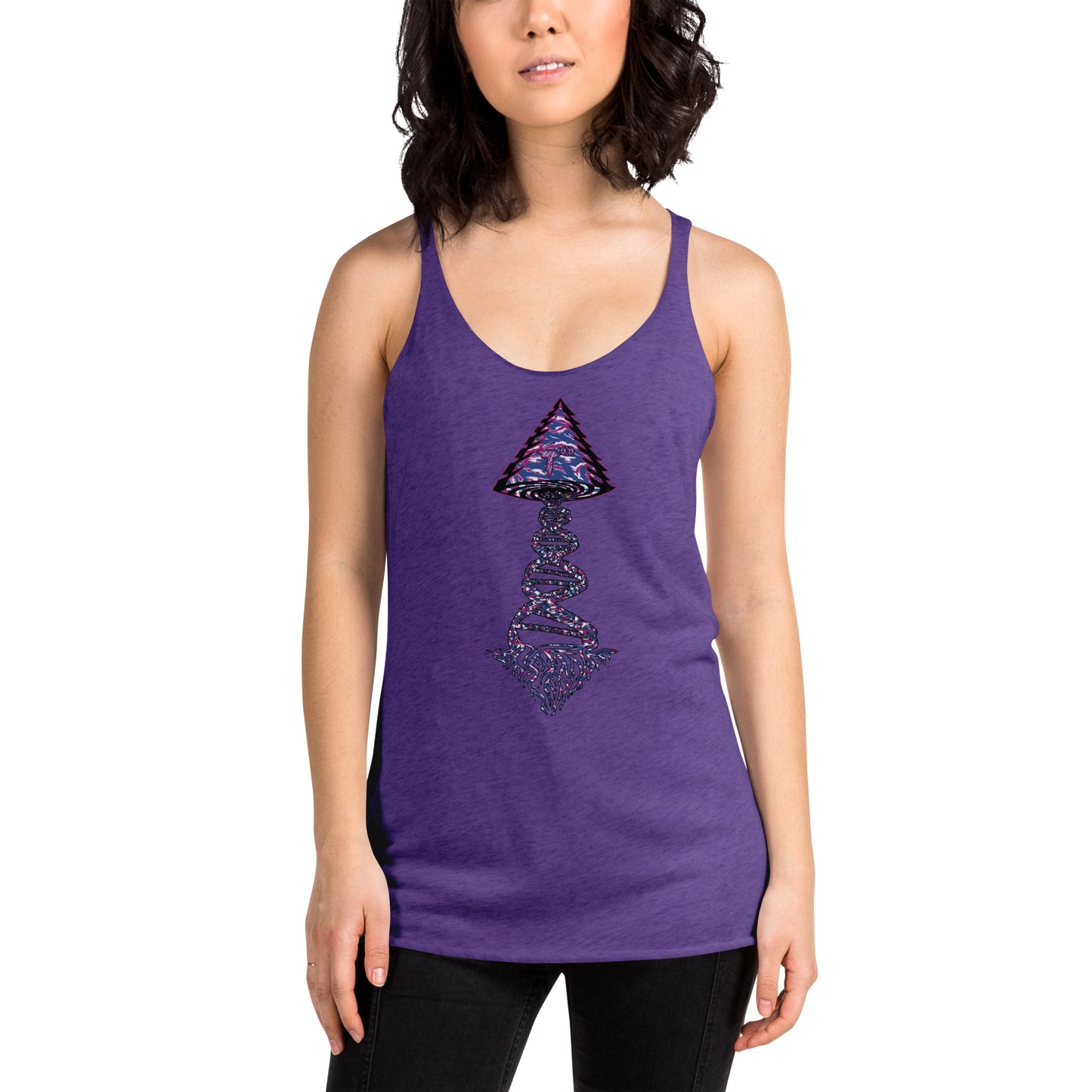 Next Level Women's Racerback Tank "DNA TREE VORTEX" Tiger Stripe Blurple Edition