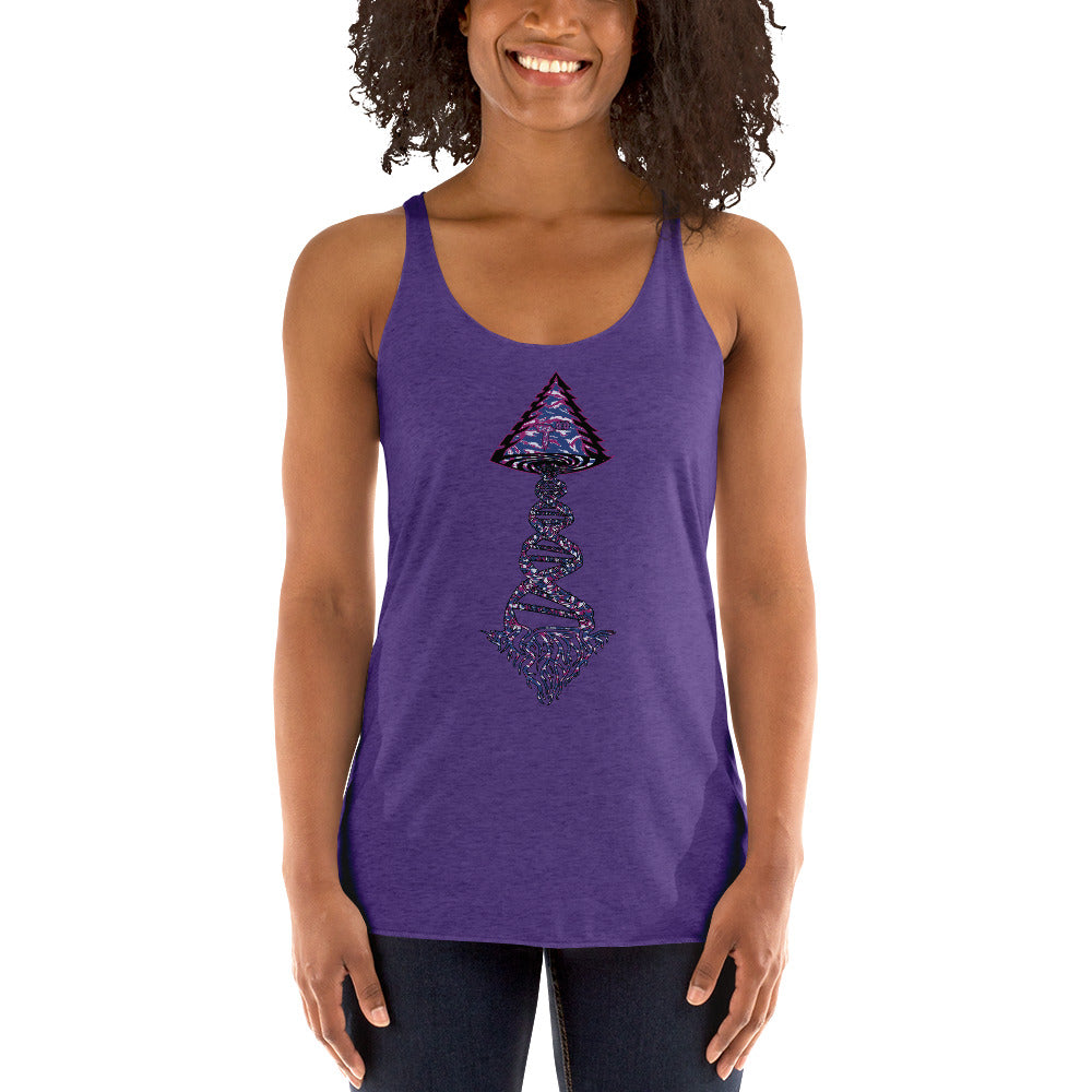 Next Level Women's Racerback Tank "DNA TREE VORTEX" Tiger Stripe Blurple Edition