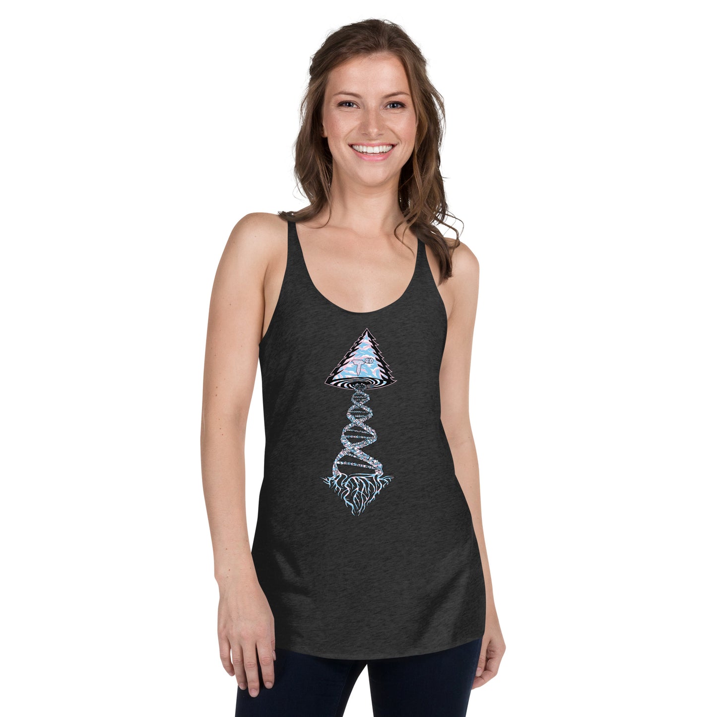 Next Level Women's Racerback Tank "DNA TREE VORTEX" Tiger Stripe Elegant Edition