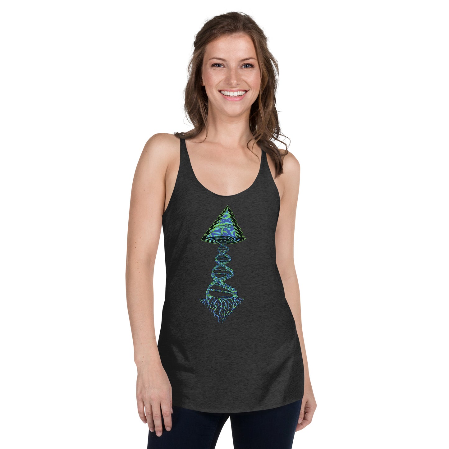 Next Level Women's Racerback Tank "DNA TREE VORTEX" Tiger Stripe Wildin' Edition