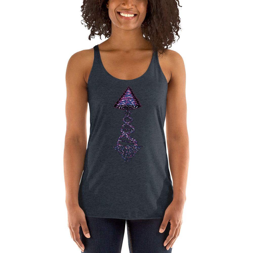 Next Level Women's Racerback Tank "DNA TREE VORTEX" Tiger Stripe Blurple Edition