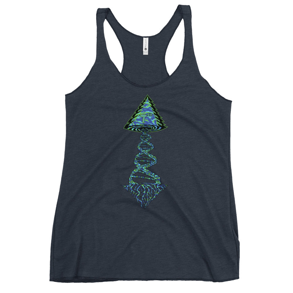 Next Level Women's Racerback Tank "DNA TREE VORTEX" Tiger Stripe Wildin' Edition