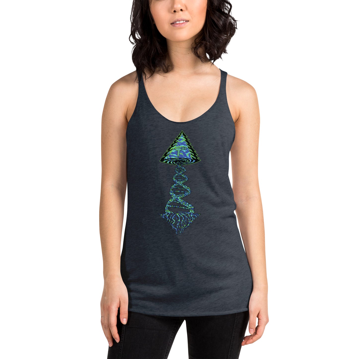 Next Level Women's Racerback Tank "DNA TREE VORTEX" Tiger Stripe Wildin' Edition