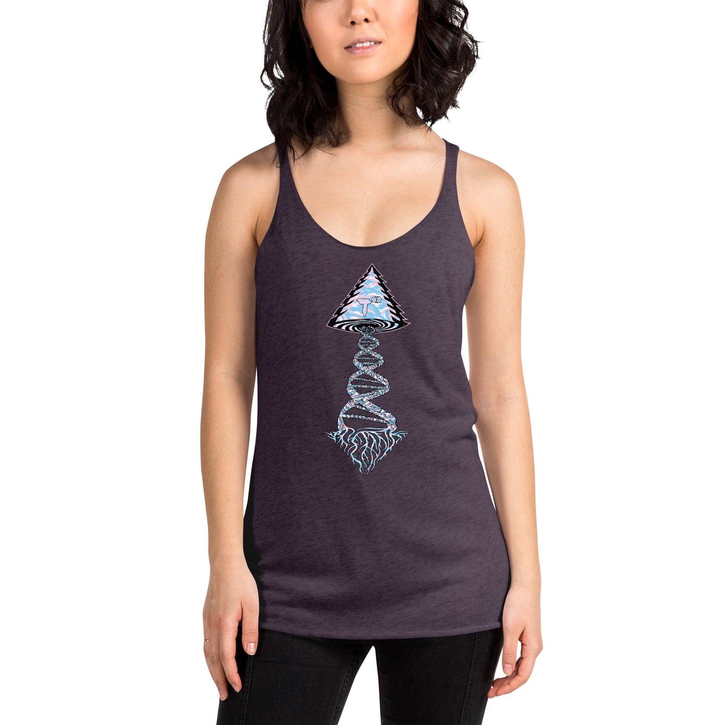 Next Level Women's Racerback Tank "DNA TREE VORTEX" Tiger Stripe Elegant Edition