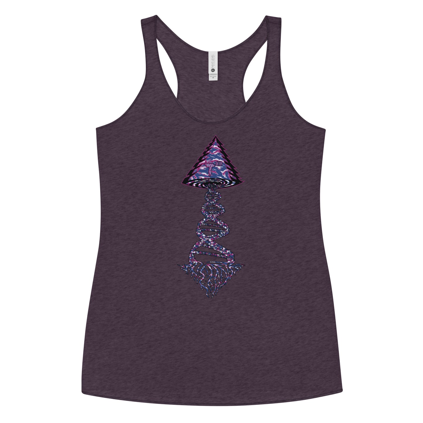 Next Level Women's Racerback Tank "DNA TREE VORTEX" Tiger Stripe Blurple Edition