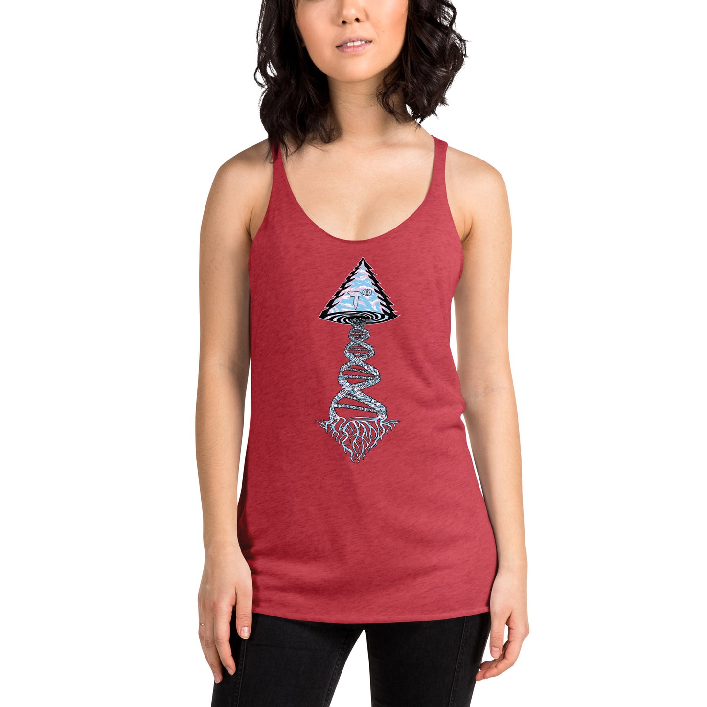 Next Level Women's Racerback Tank "DNA TREE VORTEX" Tiger Stripe Elegant Edition