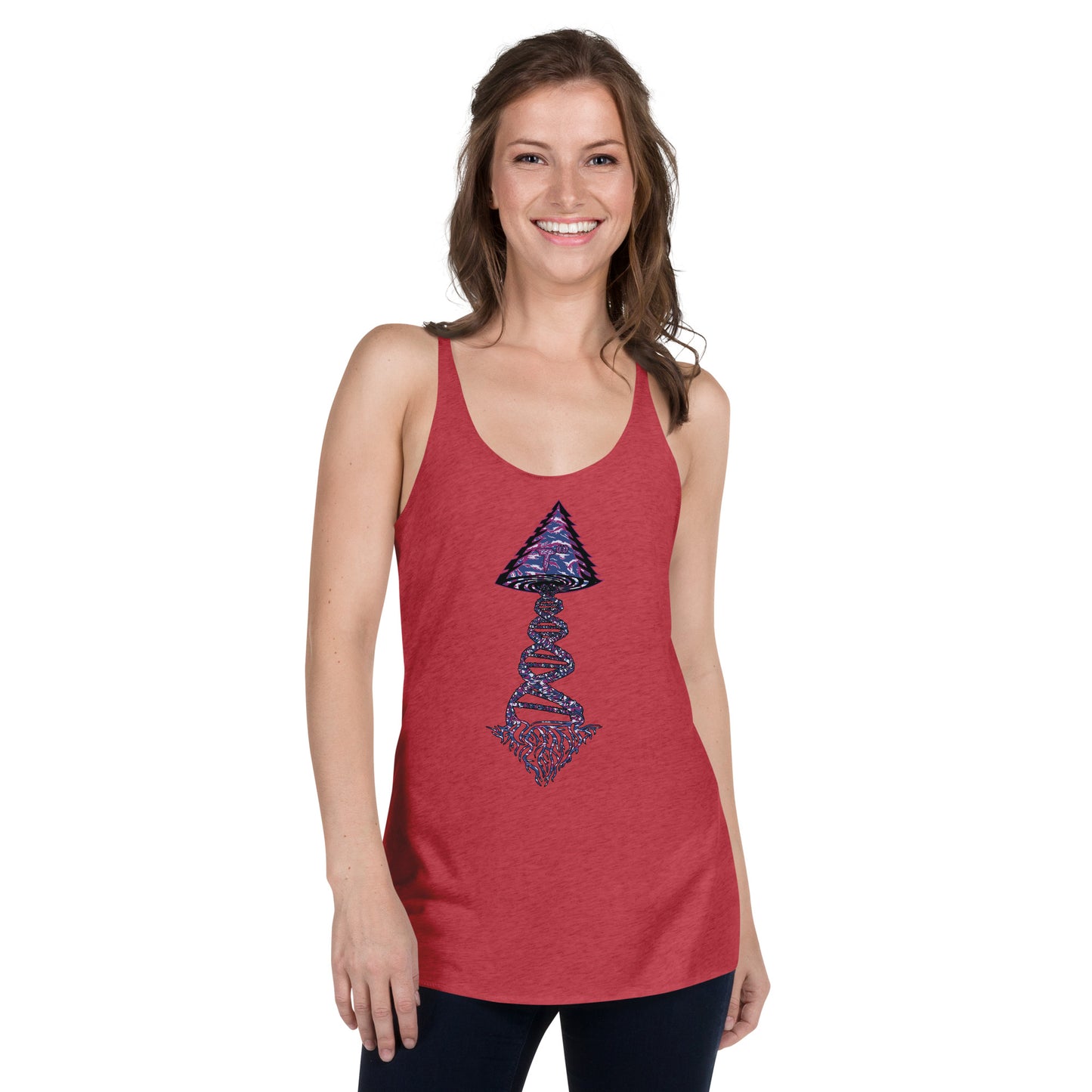 Next Level Women's Racerback Tank "DNA TREE VORTEX" Tiger Stripe Blurple Edition