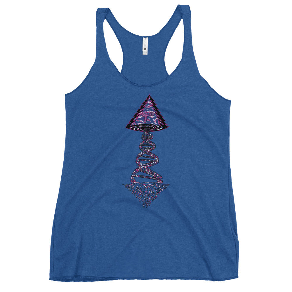 Next Level Women's Racerback Tank "DNA TREE VORTEX" Tiger Stripe Blurple Edition