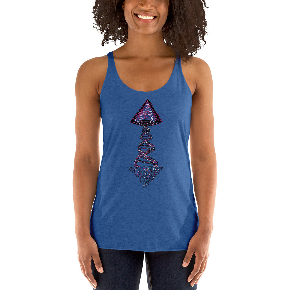 Next Level Women's Racerback Tank "DNA TREE VORTEX" Tiger Stripe Blurple Edition