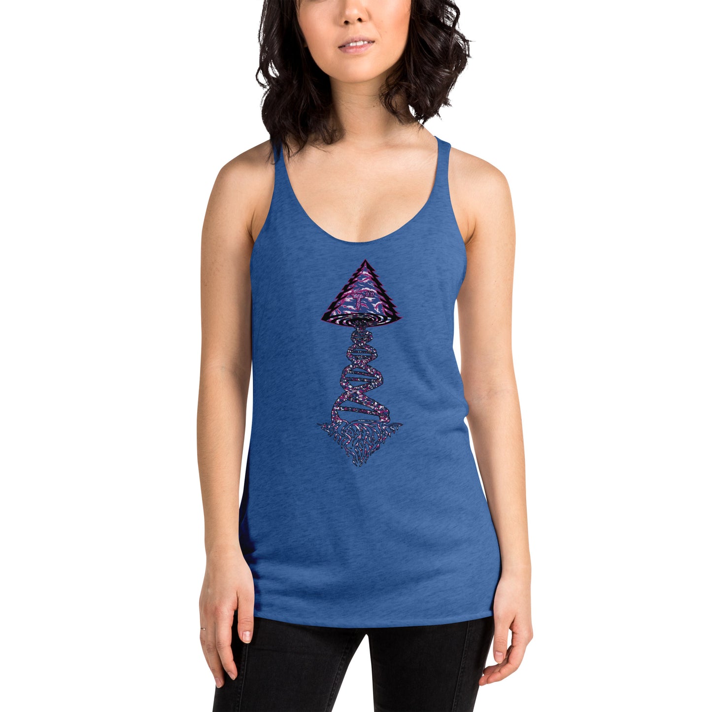 Next Level Women's Racerback Tank "DNA TREE VORTEX" Tiger Stripe Blurple Edition