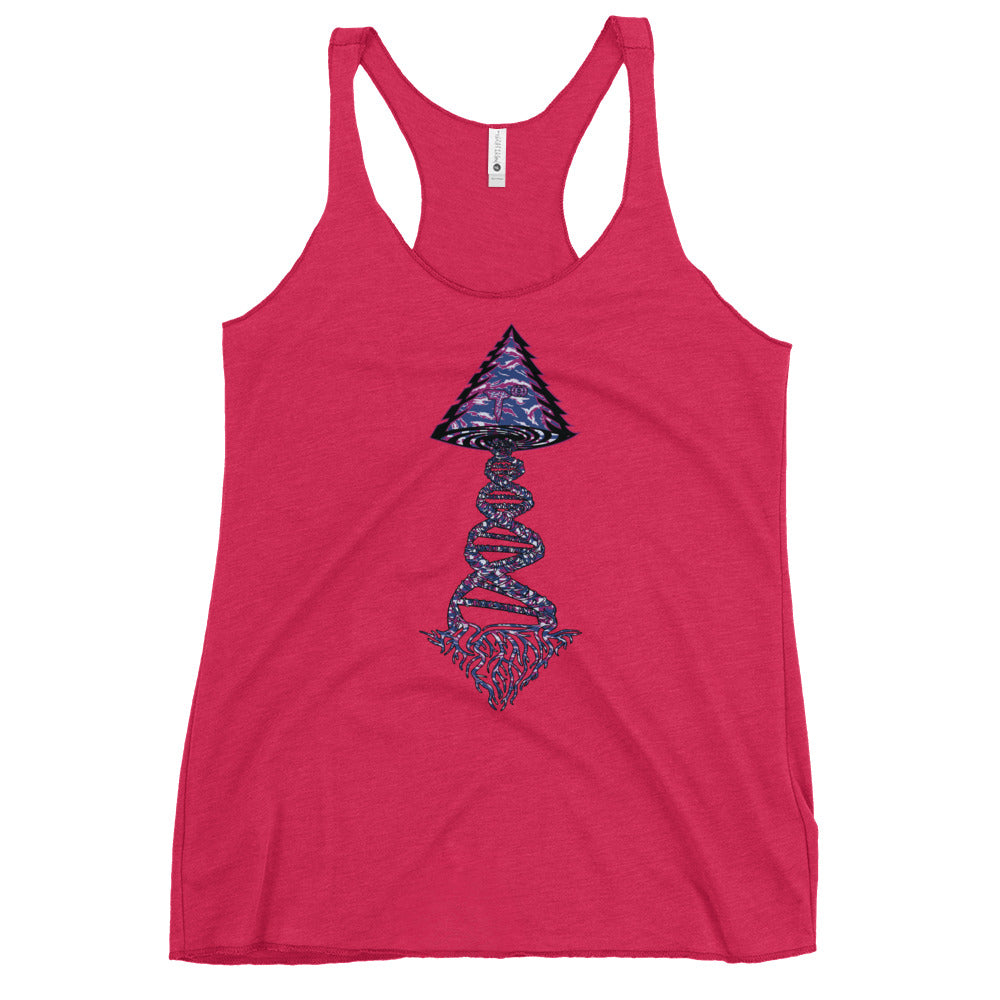 Next Level Women's Racerback Tank "DNA TREE VORTEX" Tiger Stripe Blurple Edition