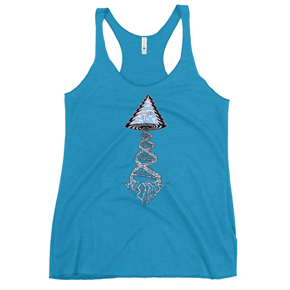 Next Level Women's Racerback Tank "DNA TREE VORTEX" Tiger Stripe Elegant Edition