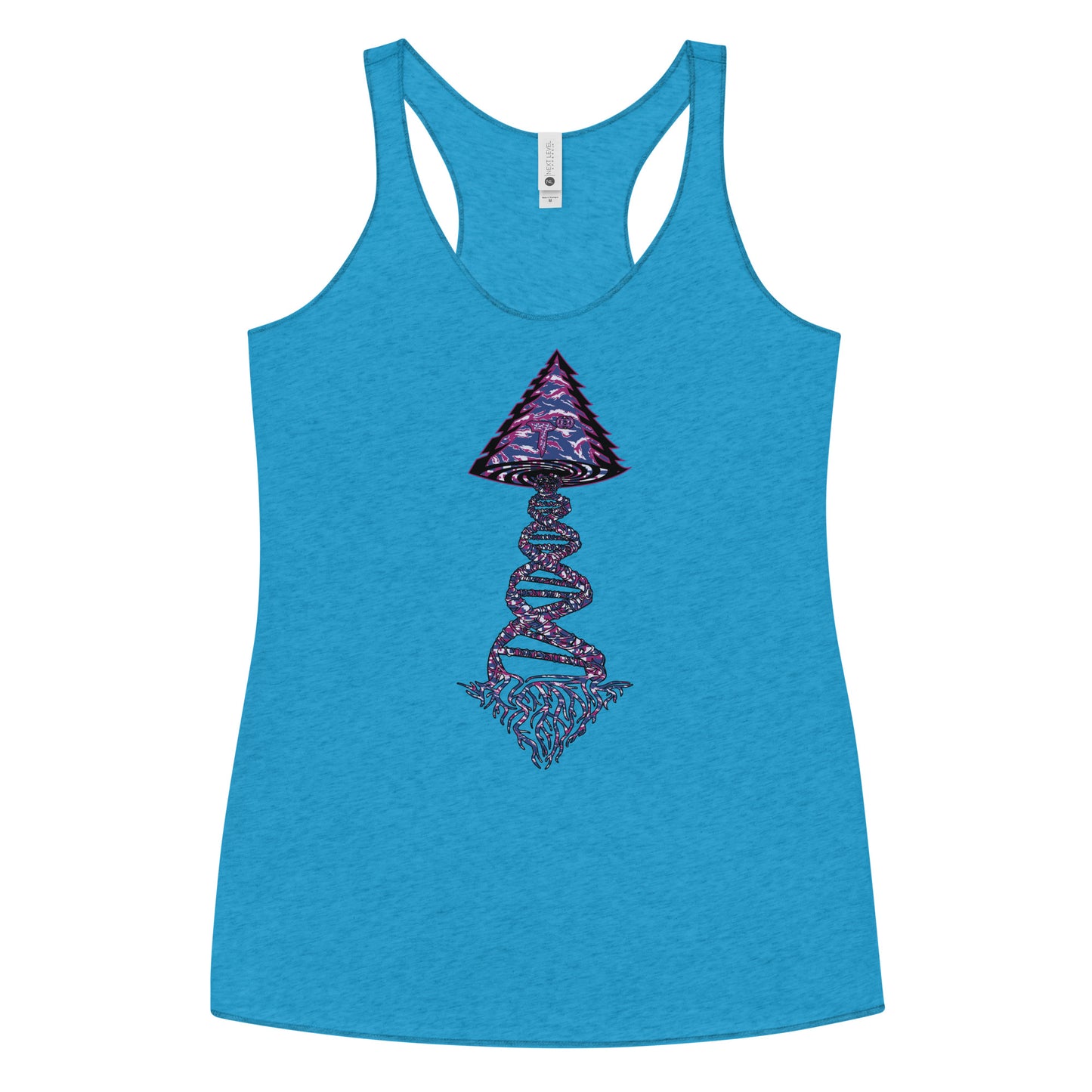 Next Level Women's Racerback Tank "DNA TREE VORTEX" Tiger Stripe Blurple Edition