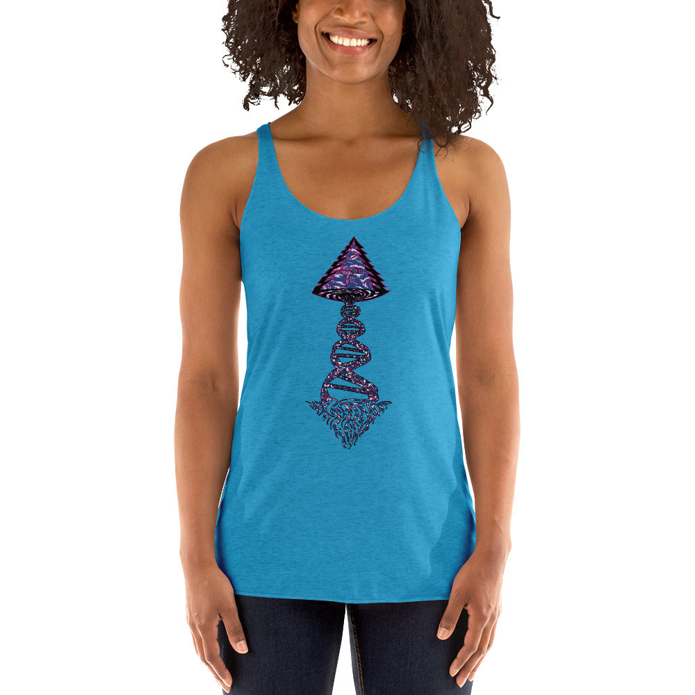 Next Level Women's Racerback Tank "DNA TREE VORTEX" Tiger Stripe Blurple Edition