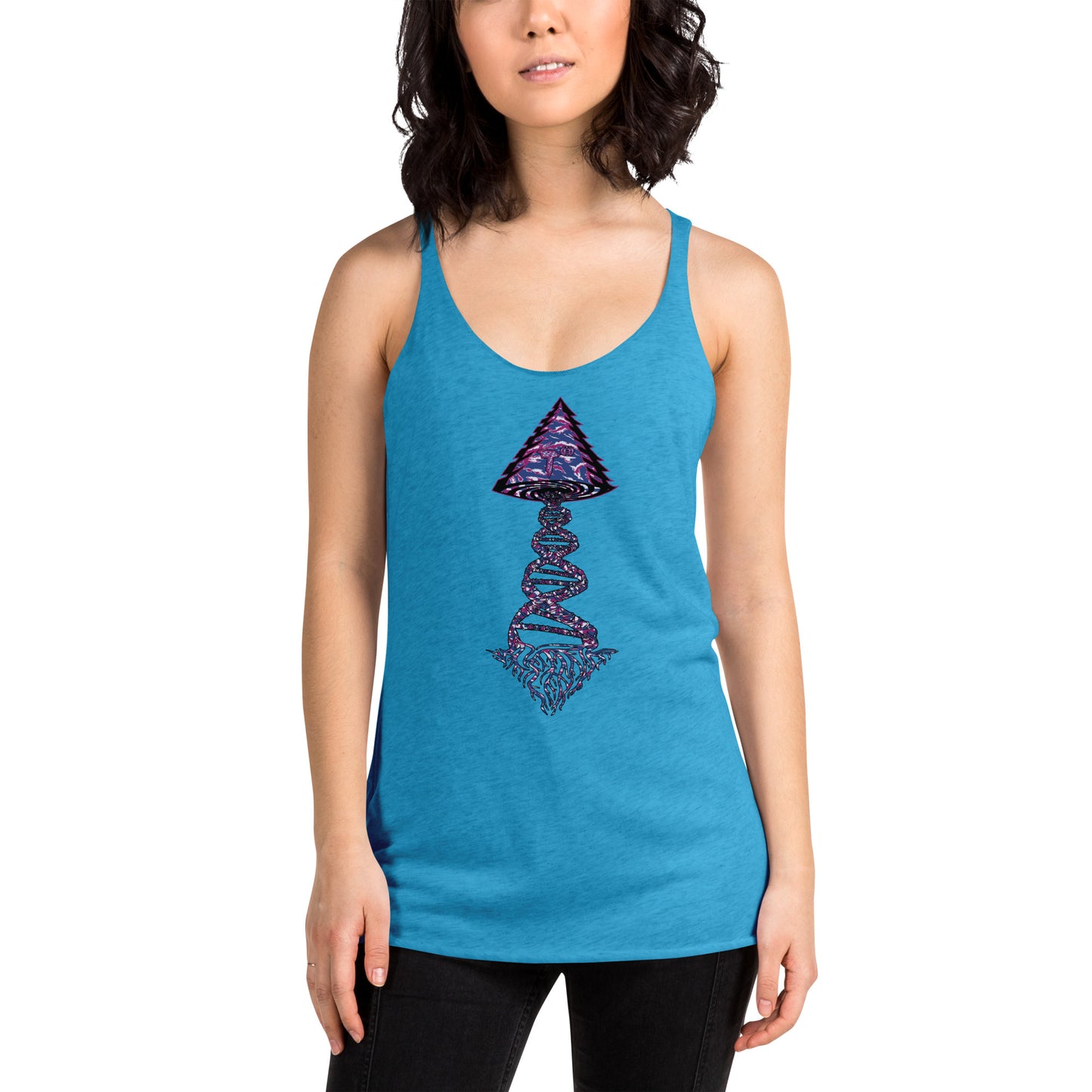 Next Level Women's Racerback Tank "DNA TREE VORTEX" Tiger Stripe Blurple Edition